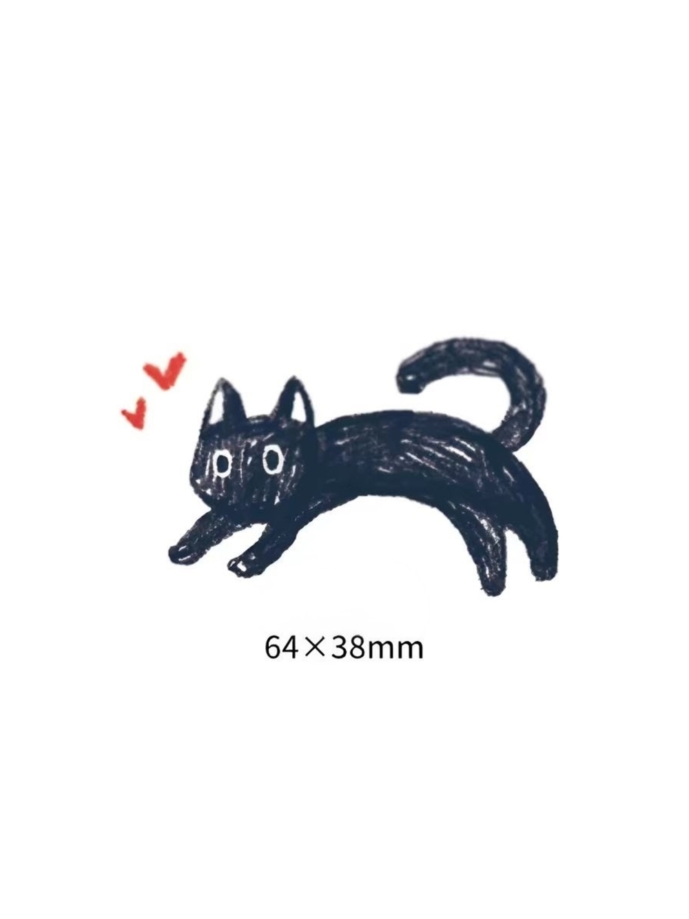 Black Cat With Hearts Temporary Tattoo